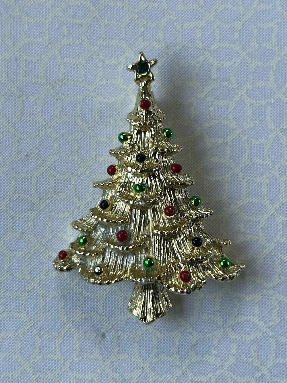 Vintage Gerry’s Metal Christmas Tree Pin with Red, Green & Blue Accents
